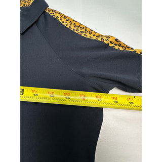 Greg Norman Women S Black Leopard Print Play Dry Golf Polo Shirt