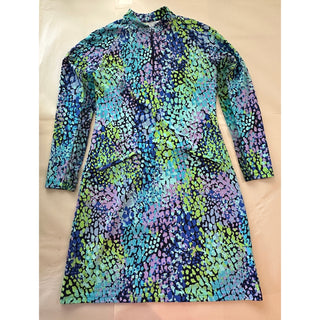 Women’s Abstract Print Quarter Zip Golf Dress Long Sleeve Pockets Activewear S