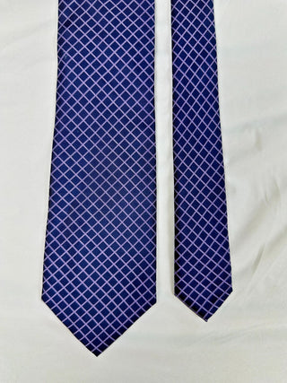 Roundtree & Yorke Handmade All Silk Blue and Pink Grid Tie