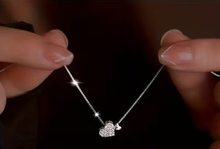 925 Sterling Silver Dainty Heart Necklace Minimalist CZ Pendant Gift for Her