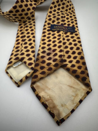 Vintage Magill's Burton Ltd NY Imported Wool Paisley Necktie Beige Red Blue Read