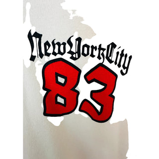 H&M "New York City 83" Beige Men's Long Sleeve Hoodie Sweatshirt Size S