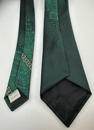 Vintage Green Polyester Necktie Textured Abstract Bubble Pattern Classic 3"