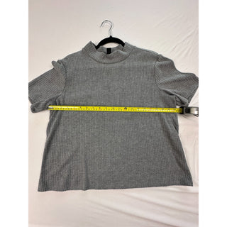 Halogen Women’s Gray Short Sleeve Ribbed Mock Neck Top Size XL Rayon Blend