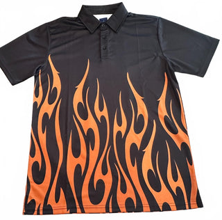 ReadyGOLF Men's Medium Black and Orange Flame Print Golf