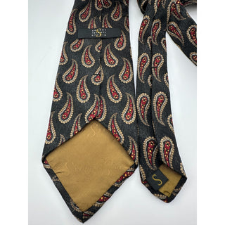 Robert Talbott Studio Silk Tie Black Red Paisley Men's Classic Necktie