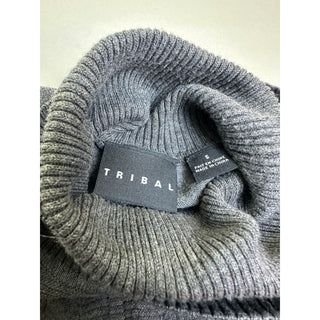 TRIBAL Women’s Small Gray Turtleneck Sweater Cable Knit Long Sleeve Pullover
