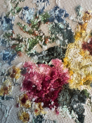 Vintage Floral Needlepoint Tapestry Pair Roses Flowers Handmade Wall Art
