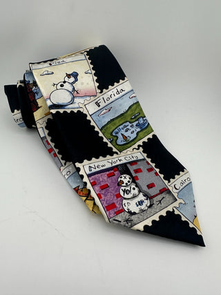 American Greetings Novelty Snowman Stamp Print Men's Tie