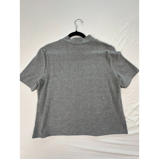 Halogen Women’s Gray Short Sleeve Ribbed Mock Neck Top Size XL Rayon Blend