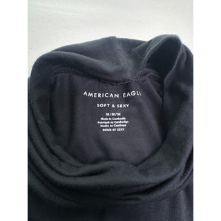 American Eagle Soft & Sexy Turtleneck Top Women's M Black Long Sleeve Stretch