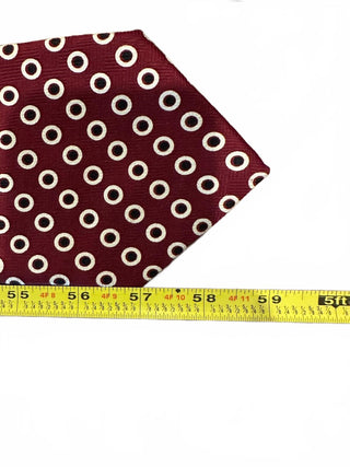 Vincenzo Italian Design Burgundy Tie with Beige Circle Pattern