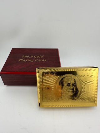 999.9 Gold Playing Cards Set w/ Wooden Display Box Luxury Poker Cards Gift