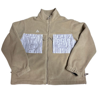 Nike ACG Beige Fleece Jacket with White Patterned Accents, L