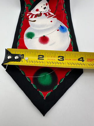 Vintage Christmas Snowman Silk Tie Made in Korea