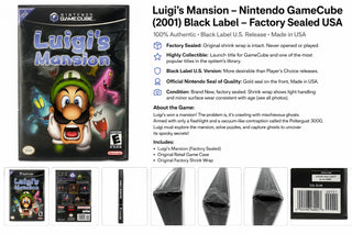 Luigi's Mansion Nintendo GameCube 2001 Black Label Sealed NEW USA Rare