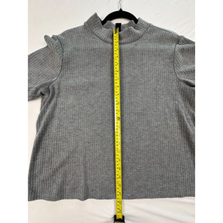 Halogen Women’s Gray Short Sleeve Ribbed Mock Neck Top Size XL Rayon Blend