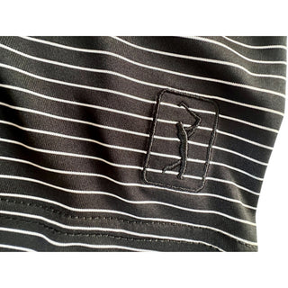 PGA TOUR Black & White Striped Performance Polo Shirt - Size XL