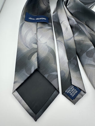 John Ashford Gray Abstract Pattern Silk Neck Tie Classic Mens Dress Tie