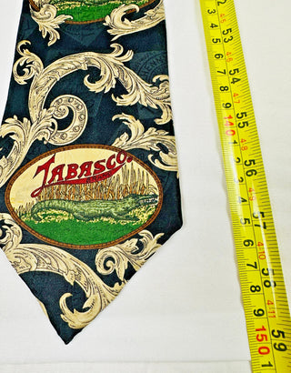 Tabasco Hot Sauce Silk Tie Vintage Novelty Black Gold Mens