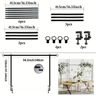 Adjustable Metal Backdrop Stand 94.5in Table Arch Frame for Wedding Party Decor