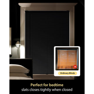 UNISHADES No Drill Cordless Mini Blinds 31" x 64" Black 1" Vinyl Privacy