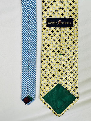 Silk Yellow and Blue Patterned Men's Tie