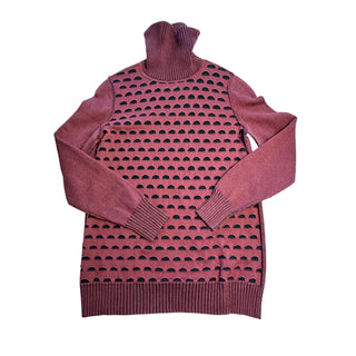 Women’s Burgundy Cutout Turtleneck Sweater Black Contrast Knit Large