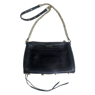 Rebecca Minkoff Black Leather Crossbody Bag with Gold Chain Strap