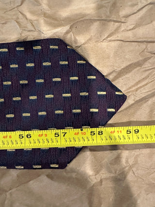 Mark Pendleton Vintage Silk Necktie Purple Gold Dash Pattern Classic 59”