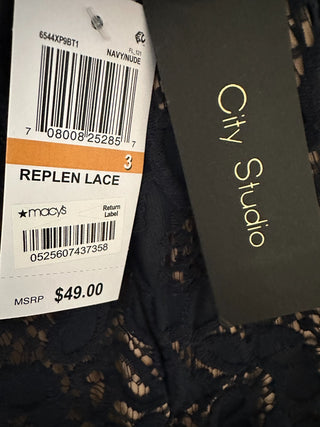 City Studio Navy Blue Sleeveless Lace Fit & Flare Dress Size 3
