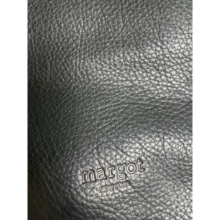 Margot New York Black Genuine Leather Crossbody Bag Double Zip Silver Hardware