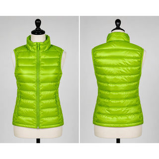 Women’s Lime Green Packable Puffer Vest Lightweight Quilted Zip Pocket