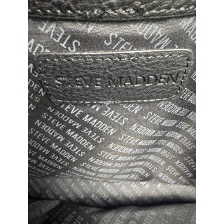 Steve Madden Black Embossed Logo Leather Backpack