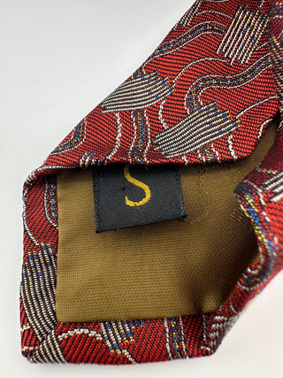 Robert Talbott Studio Silk Tie Red Abstract Geometric Pattern USA Made