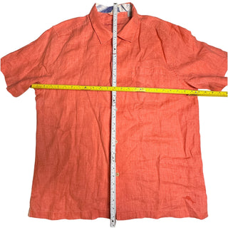 Tommy Bahama Men's Large Coral Linen Camp Shirt Short Sleeve Button Up