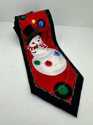 Vintage Christmas Snowman Silk Tie Made in Korea