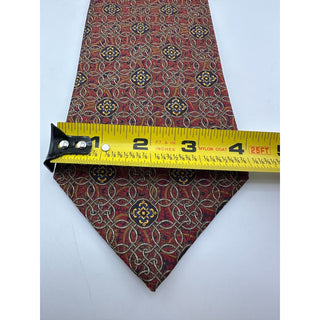 Robert Talbott Best of Class Silk Tie Burgundy Gold Medallion Geometric Italy