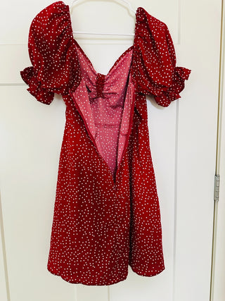 ZARA Red Polka Dot Puff Sleeve Mini Dress Size L