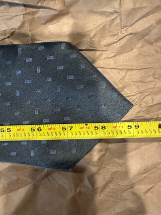 Van Heusen Men's Silk Tie in Dark Green with Blue Geometric Pattern