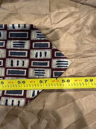 Nordstrom Silk Tie Burgundy Beige Blue Geometric Pattern Classic Men’s