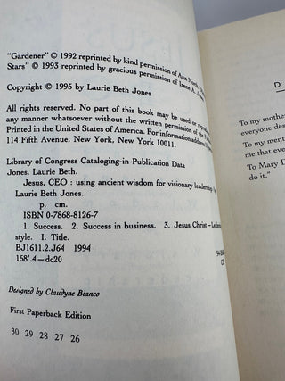 Jesus CEO Laurie Beth Jones 1996 Leadership Paperback