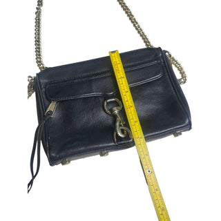 Rebecca Minkoff Mini MAC Black Leather Crossbody Bag Gold Chain Studded Strap