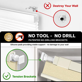 LazBlinds No Drill Blackout Cellular Shades 36x48 Cordless Honeycomb Blind Cream