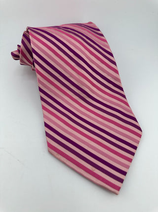 Zinetti Italian Collection Pink and Purple Striped Silk Tie