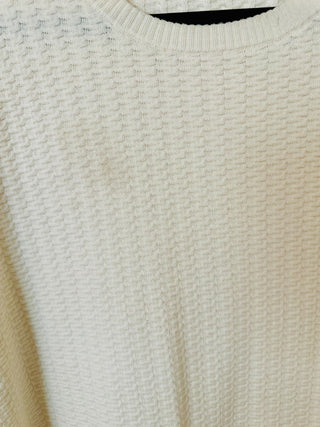 Cream Men's Crew Neck Sweater 50% Merino Wool 50% Acrylic L