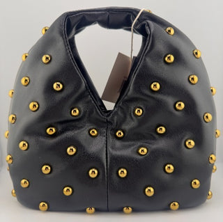 Dolce Vita Black Faux Leather Studded Handle Bag