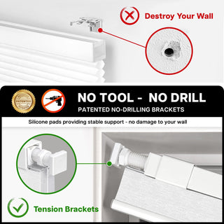 LazBlinds 31.5x48 No Drill Cordless Blackout Cellular Shade Silver White