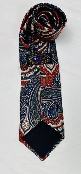 FN Fashion Neckwear Men's 100% Silk Handmade Paisley Pattern Tie