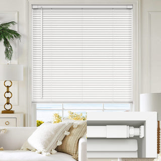 LazBlinds 30x72 No Drill Cordless 1" Vinyl Mini Blinds White Light Filtering